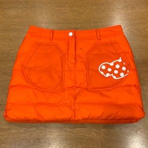 Fantom Korean clothing brand red/orange gorpcore puffer style mini skirt